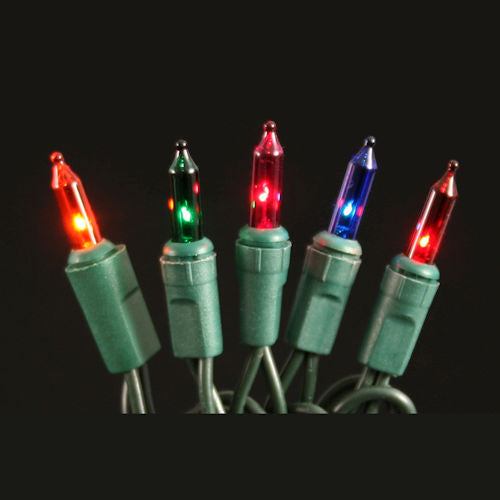 Sival Minilights with 50 Lights, 5" spacing - Green Wire (s), 1-String Pack