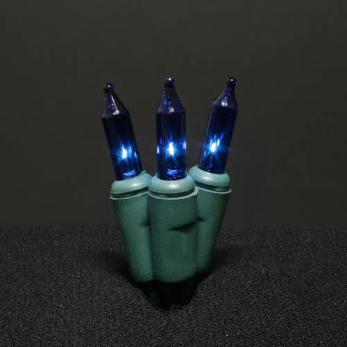 Sival 100-light mini string lights, green cord, blue bulbs