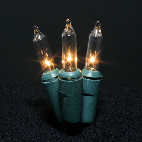 50LT Minilights, 6" spacing, green cord, clear bulbs, 25', e