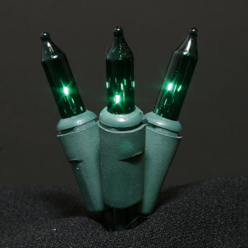 Sival Minilights with 50 Lights, 5" spacing - Green Wire (s), Clear, 50-String Pack