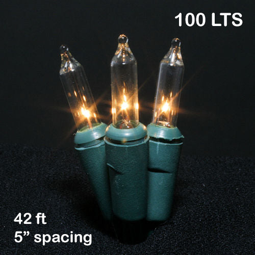 Sival Minilights with 100 Lights, 5" spacing - Green Wire (s), 1-String Pack