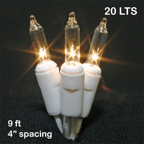 Sival Minilights with 20 Lights, 4" spacing - White Wire with Clear Bulbs (s), 50-String Pack
