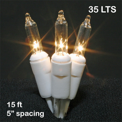 Sival Minilights with 35 Lights, 5" spacing - White Wire with Clear Bulbs (s), 1-String Pack