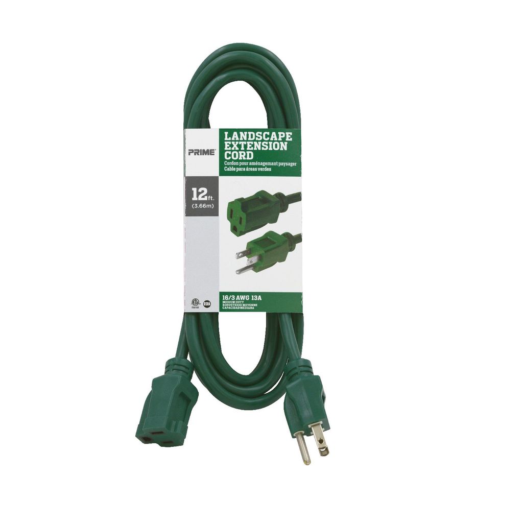 Sival 12' Outdoor Extension Cord, Green or White Wire Cord(s), 12-Pack