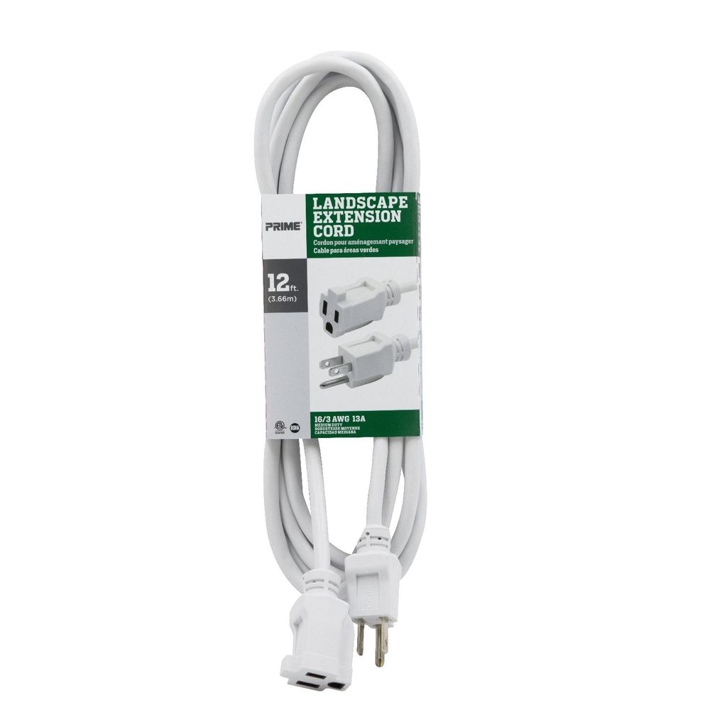 Sival 12' Outdoor Extension Cord, Green or White Wire Cord(s), 1-Pack