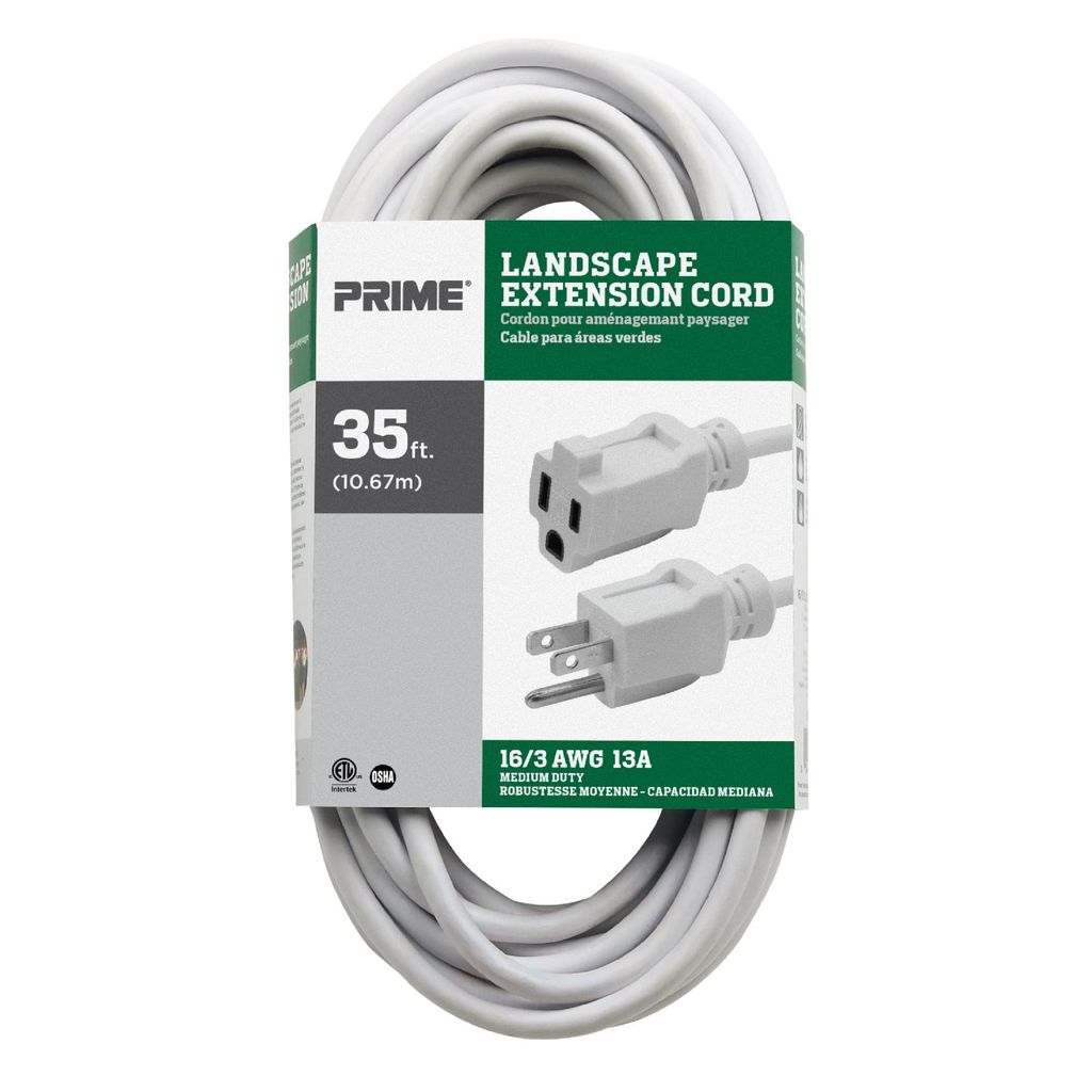 Sival 35' Outdoor Extension Cord, White Wire Cord(s), 1-Pack