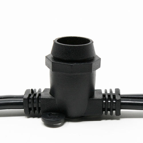 Sival Commercial-Grade Heavy-Duty Light String, 50 ft, Candelabra Base (E12) - In-Line Sockets, Black or White, End-to-End Connectable (s), 1-String Pack