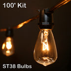 Sival 100 ft Black Commercial Grade (Intermediate Base) Light String w/ Clear Party Bulbs