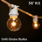 Sival 56 ft White Commercial Grade (Intermediate Base) Light String w/ Clear Party Bulbs