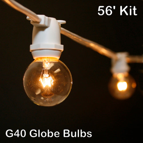 Sival 56 ft White Commercial Grade (Intermediate Base) Light String w/ Clear Party Bulbs