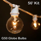 Sival 56 ft White Commercial Grade (Intermediate Base) Light String w/ Clear Party Bulbs