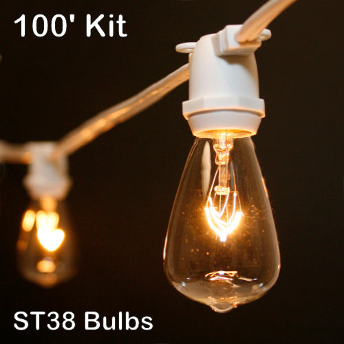 Sival 100 ft White Commercial Grade (Intermediate Base) Light String w/ Clear Party Bulbs