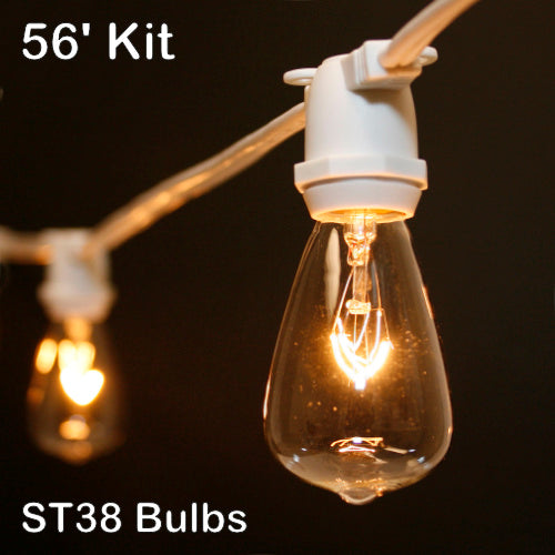 Sival 56 ft White Commercial Grade (Intermediate Base) Light String w/ Clear Party Bulbs