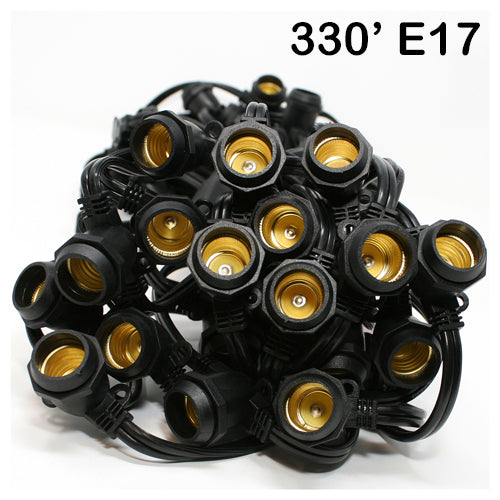 Sival Commercial-Grade Heavy-Duty Outdoor Bulk Spool, 330 ft, Intermediate Base (E17) - 264 Sockets, Black or White