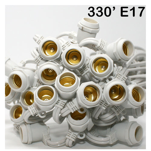 Sival Commercial-Grade Heavy-Duty Outdoor Bulk Spool, 330 ft, Intermediate Base (E17) - 264 Sockets, Black or White