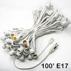 Sival Commercial-Grade Heavy-Duty Outdoor Light String, 100 ft, Intermediate Base (E17) - 75 Sockets, Black or White, (s