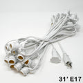 Sival Commercial-Grade Heavy-Duty Outdoor Light String, 31 ft, Intermediate Base (E17) - 25 Sockets, Black or White, End