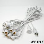 Sival Commercial-Grade Heavy-Duty Outdoor Light String, 31 ft, Intermediate Base (E17) - 25 Sockets, Black or White, End