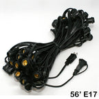 Sival Commercial Heavy-Duty Outdoor Light String, 56 ft, E17 Intermediate Base, 45 Sockets, Black, End-to-End Connectable, 8-Pack