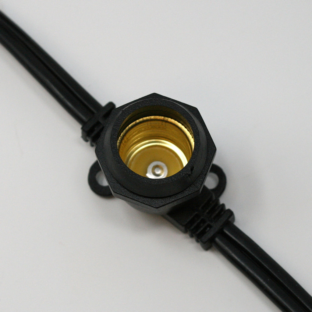 Sival Commercial-Grade Heavy-Duty Outdoor Bulk Spool, 330 ft, Candelabra Base (E12) - 330 Sockets, Black or White
