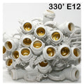 Sival Commercial-Grade Heavy-Duty Outdoor Bulk Spool, 330 ft, Candelabra Base (E12) - 330 Sockets, Black or White