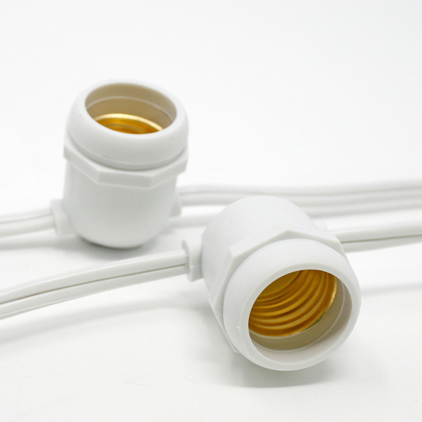 Sival Commercial-Grade Heavy-Duty Outdoor Light String, 54 ft, Medium Base (E26) - 24 In-Line Sockets, Black or White (s), 1-String Pack
