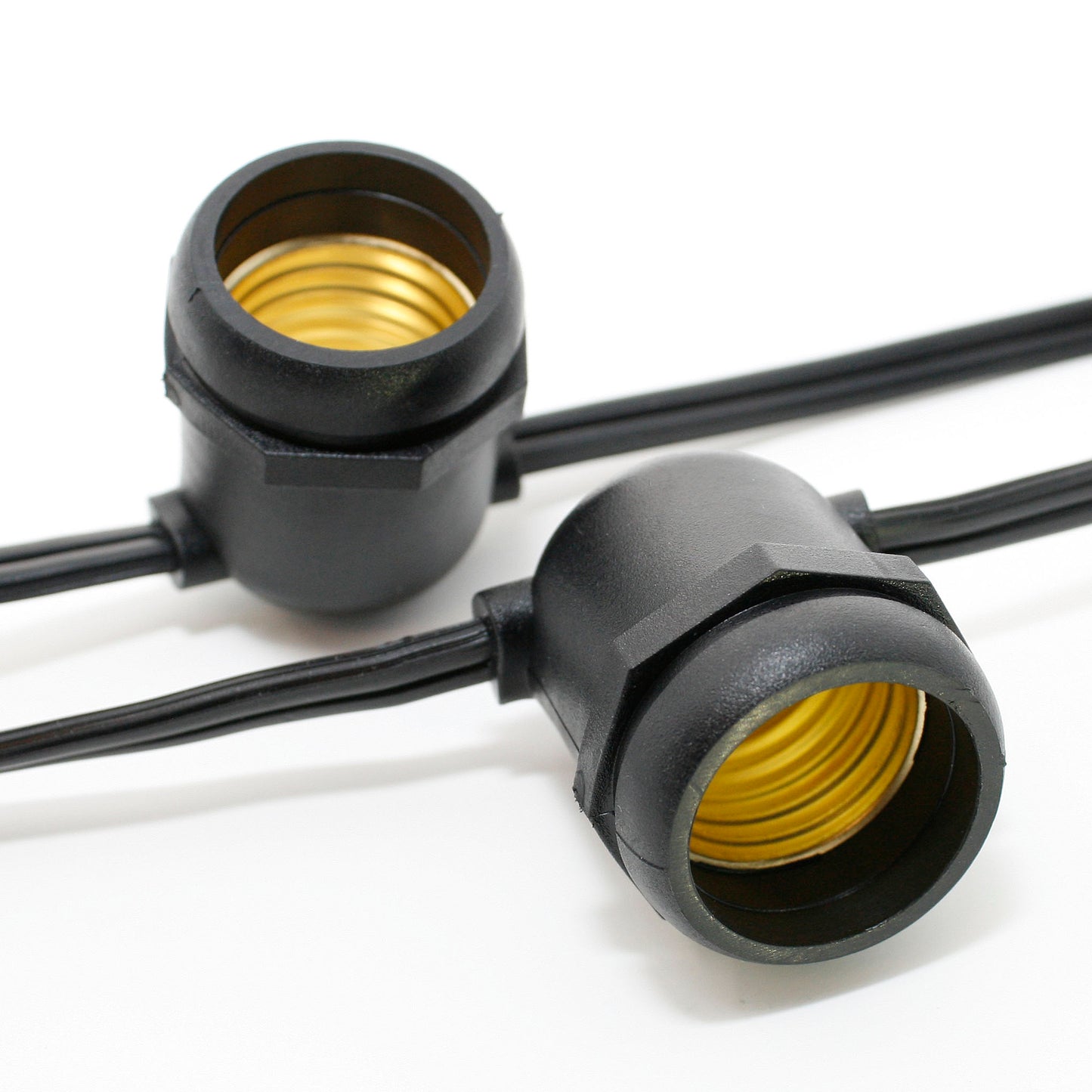 Sival Commercial-Grade Heavy-Duty Outdoor Light String, 106 ft, Medium Base (E26) - 50 In-Line Sockets, Black Green or White (s), 1-String Pack