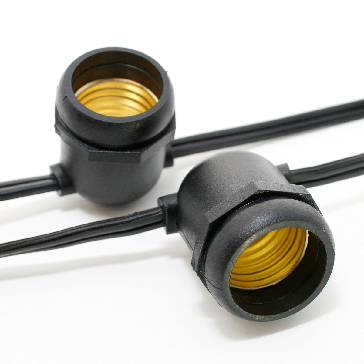 Sival Commercial Heavy-Duty Outdoor Light String, 54 ft, E26 Medium Base, 24 In-Line Sockets, Black (PSM2448BK), 8-Pack
