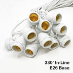 Sival commercial string light 330 ft black wire bulk spool, E26 in-line sockets, PSM24330BK