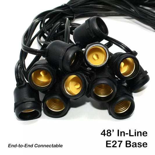 Heavy duty light string, 48', 24 sockets, medium base, 24",