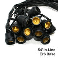 Sival Commercial-Grade Heavy-Duty Outdoor Light String, 54 ft, Medium Base (E26) - 24 In-Line Sockets, Black or White (s