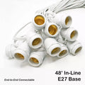 Sival Heavy-Duty Light String, 48', 24 sockets, medium base, 24", 16AWG, plug, white wire, In-Line Sockets, End-to-End Connectable