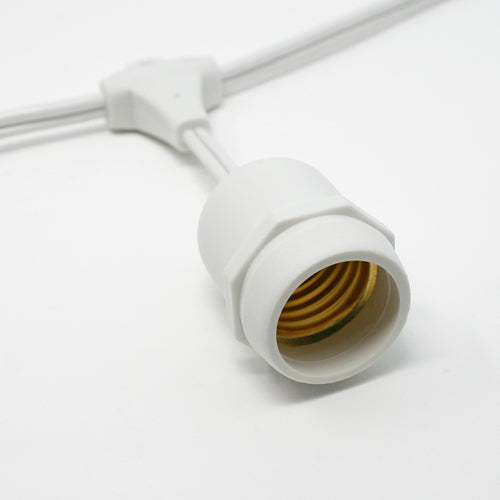 Sival Commercial-Grade Heavy-Duty Outdoor Light String, 48 ft, Medium Base (E26) - 24 Suspended Sockets, END-to-END Connectable, Black or White (s), 1-String Pack