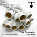 Sival Commercial Heavy-Duty Outdoor Light String, 48 ft, E26 Medium Base, 24 Suspended Sockets, End-to-End Connectable, Black, 1-Pack