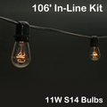 Sival commercial grade string light kit 106 ft black wire, in-line sockets