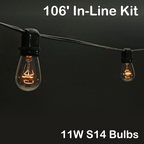 Sival commercial grade string light kit 106 ft black wire, in-line sockets