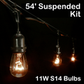 Sival 54 ft Black Commercial Grade (Medium Base - Suspended Sockets) Light String w/ Clear Party Bulbs