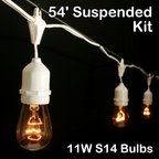 Sival commercial suspended string light kit 54 ft white wire with clear bulbs