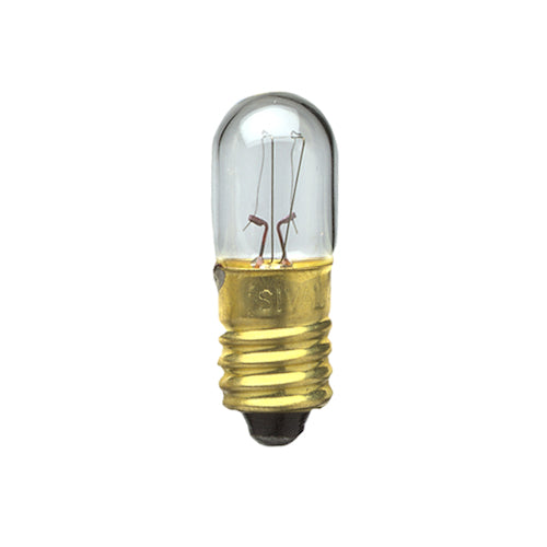 Sival T3 Miniature Tubular Amusement Bulb, 3W & 24V or 4W & 60V, Clear - E10 Base 0 Bulbs, 3W, 24V, 100-Pack
