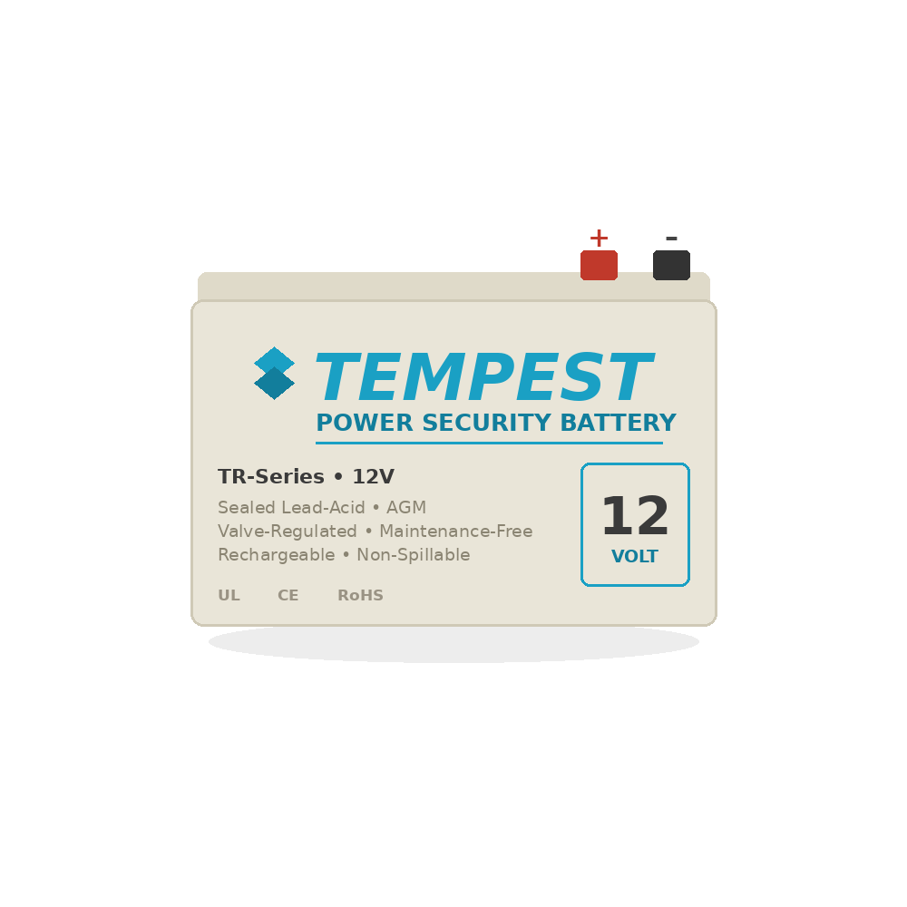 Tempest 12V sealed lead-acid AGM battery