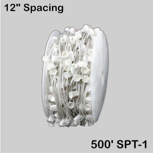 C9 (E17) Spool, 500ft, 12" spacing, white, 18AWG, SPT-1, no