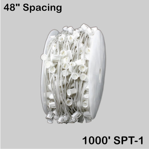 C9 (E17) Spool, 1000ft, 48" spacing, white, 18AWG, SPT-1, no