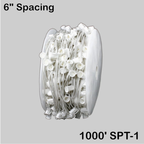 C7 (E12) Spool, 1000ft, 6" spacing, white 18AWG, SPT-1, no p