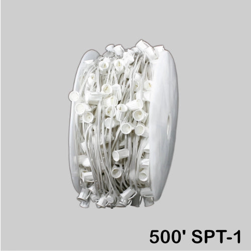 C7 (E12) Spool, 500ft, 12" spacing, white, 18AWG, SPT-1, no