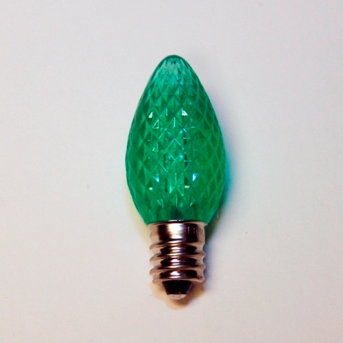 LED C7 Bulb, E12 candelabra base, 130V, .37W, UL, green, 3 LEDs (5 pack)